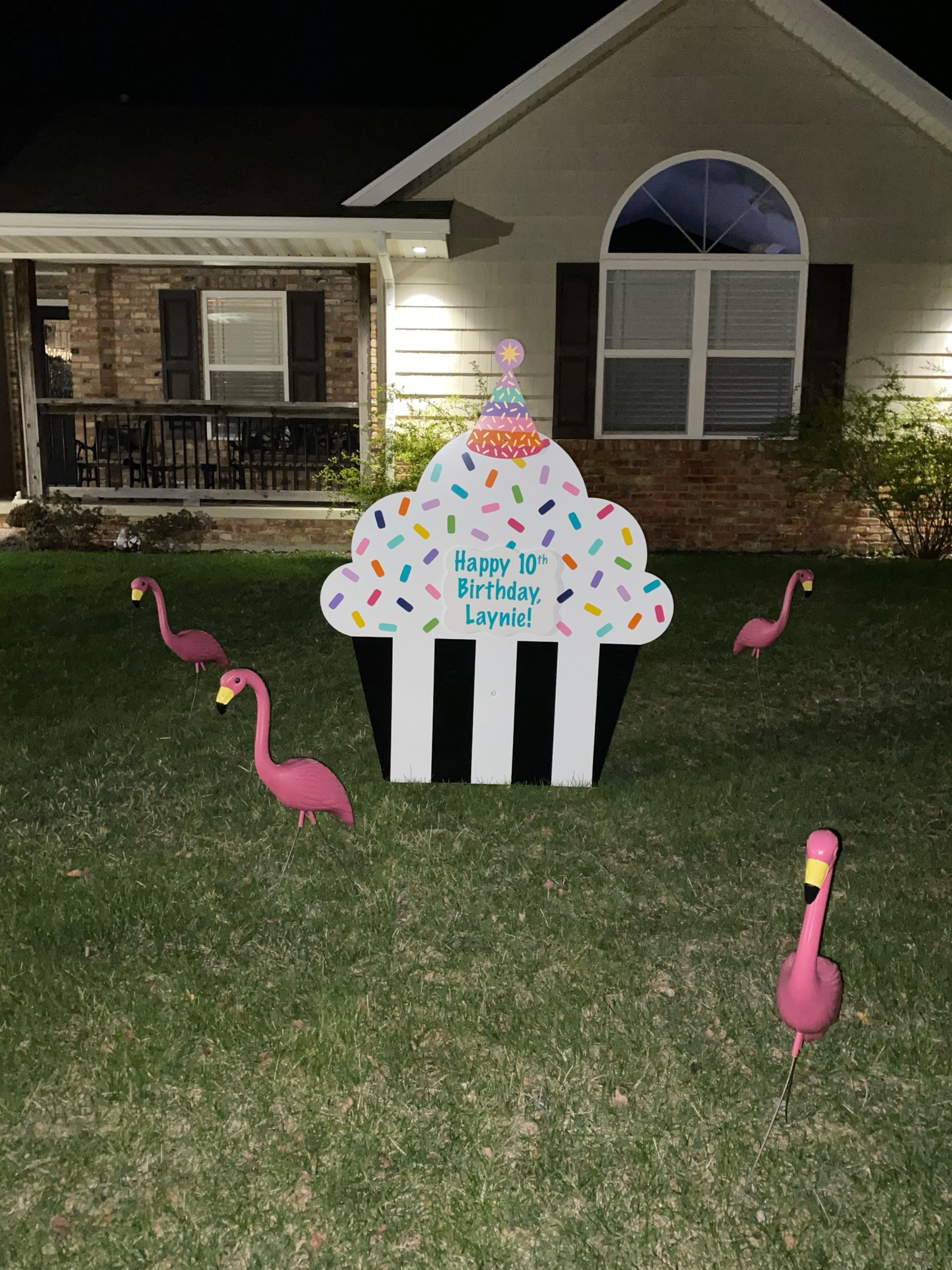 Custom 10th Birthday Yard Sign + Flamingos, Washington, IL