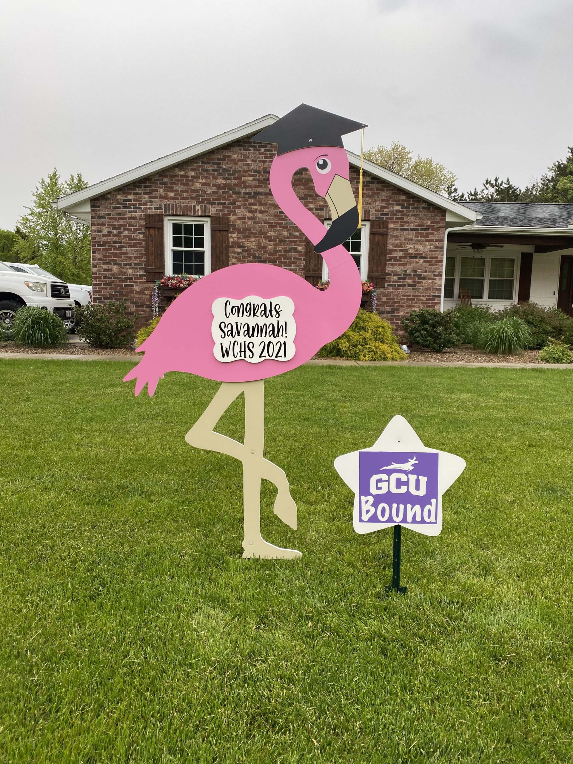 Yard Flamingo Sign for Graduation – Washington, IL
